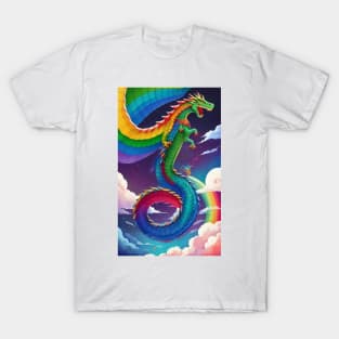 Colorful Hippie Popculture Popart Trippy Dragon Art T-Shirt
